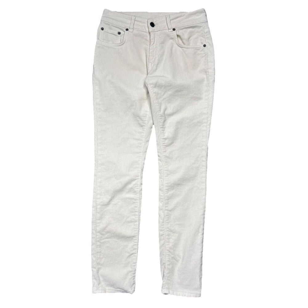 6397 Corduroy Skinny Pants 26 (26x27) White Cord Vanilla Cream Hemmed Womens